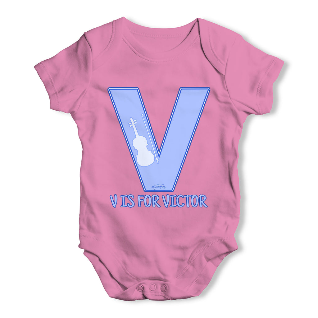 Personalised Letter V Baby Grow Bodysuit