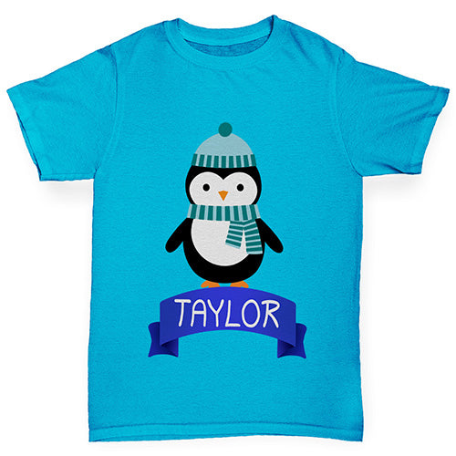 Christmas Penguin Personalised Boy's T-Shirt