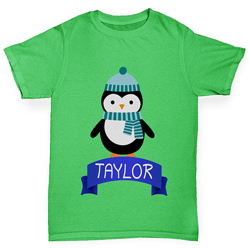 Christmas Penguin Personalised Boy's T-Shirt