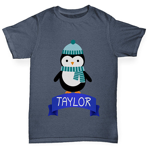 Christmas Penguin Personalised Boy's T-Shirt