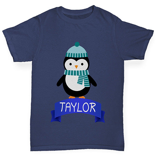 Christmas Penguin Personalised Boy's T-Shirt