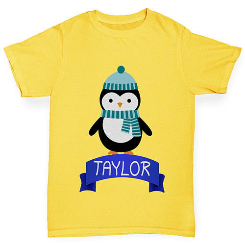 Christmas Penguin Personalised Boy's T-Shirt