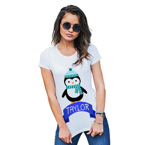Christmas Penguin Personalised Women's T-Shirt 