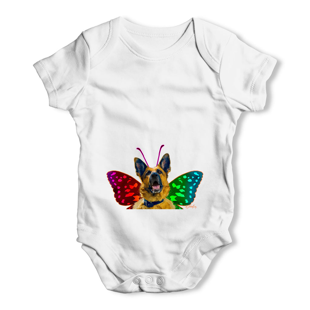 Doodle Dog Butterfly Baby Grow Bodysuit