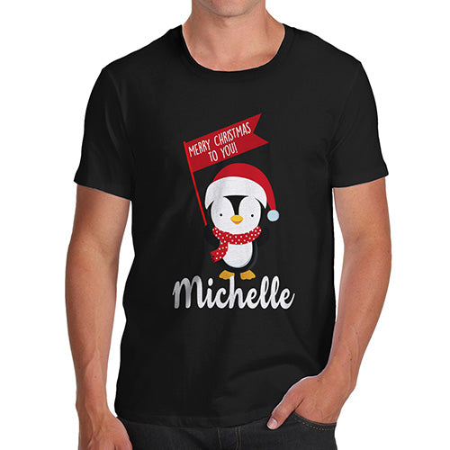 Personalised Xmas Penguin Men's T-Shirt