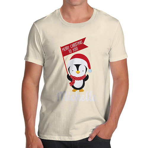 Personalised Xmas Penguin Men's T-Shirt