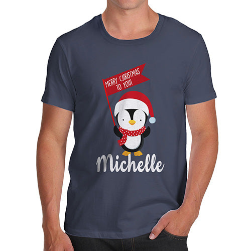 Personalised Xmas Penguin Men's T-Shirt