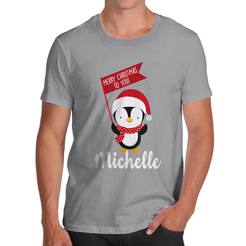 Personalised Xmas Penguin Men's T-Shirt