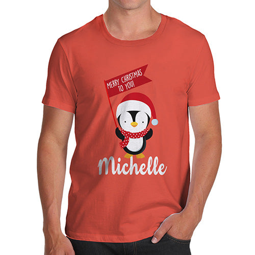 Personalised Xmas Penguin Men's T-Shirt