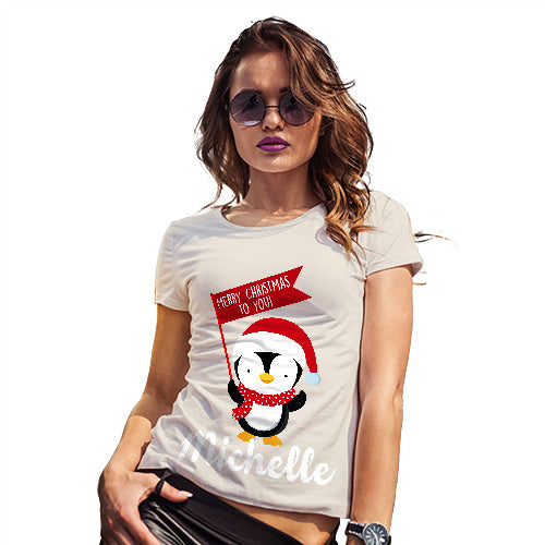 Personalised Xmas Penguin Women's T-Shirt 