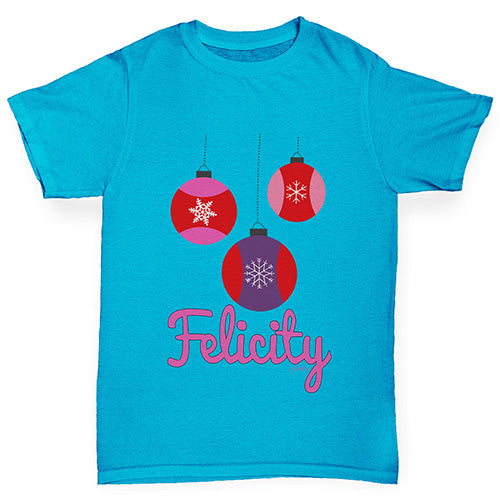 Christmas Baubles Personalised Girl's T-Shirt 