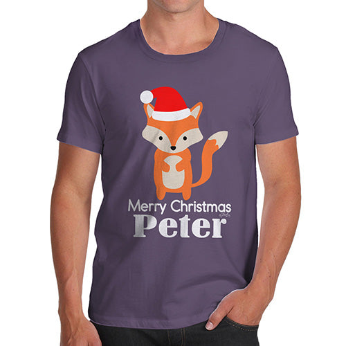 Santa Hat Fox Personalised Men's T-Shirt