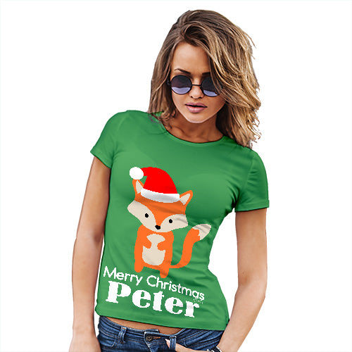 Santa Hat Fox Personalised Women's T-Shirt 