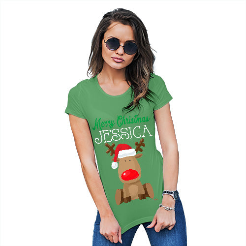 Red Nosed Reindeer Personalised Women's T-Shirt 
