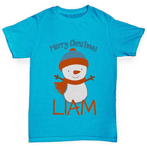 Christmas Snowman Personalised Boy's T-Shirt