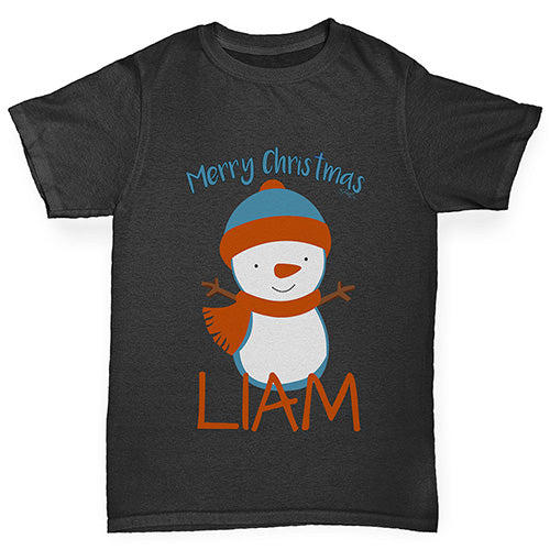 Christmas Snowman Personalised Boy's T-Shirt