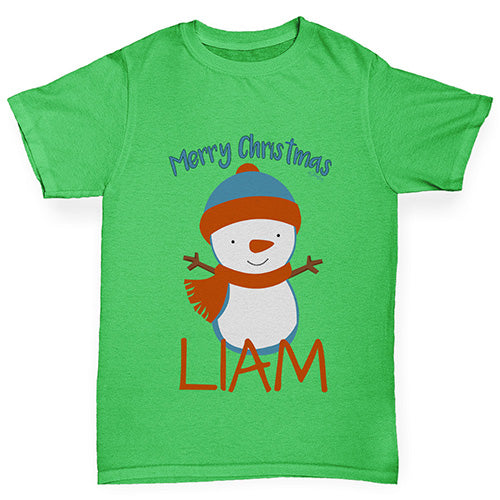 Christmas Snowman Personalised Boy's T-Shirt