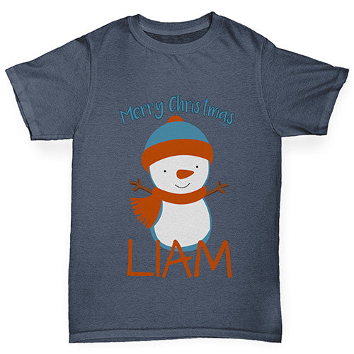 Christmas Snowman Personalised Boy's T-Shirt