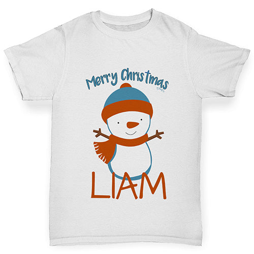 Christmas Snowman Personalised Boy's T-Shirt