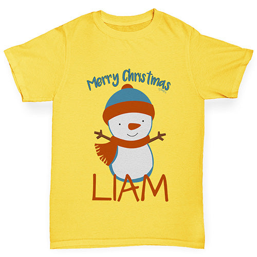 Christmas Snowman Personalised Boy's T-Shirt