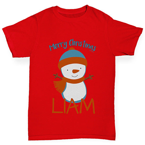 Christmas Snowman Personalised Girl's T-Shirt 