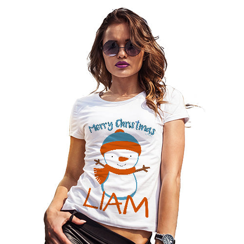 Christmas Snowman Personalised Women's T-Shirt 