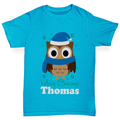 Christmas Owl Personalised Boy's T-Shirt