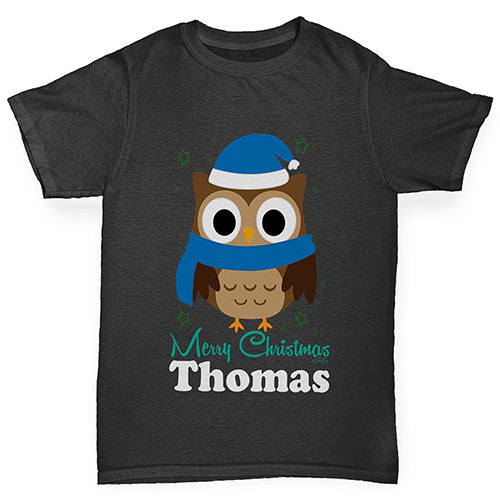 Christmas Owl Personalised Boy's T-Shirt