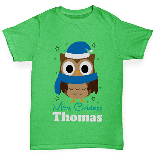 Christmas Owl Personalised Boy's T-Shirt