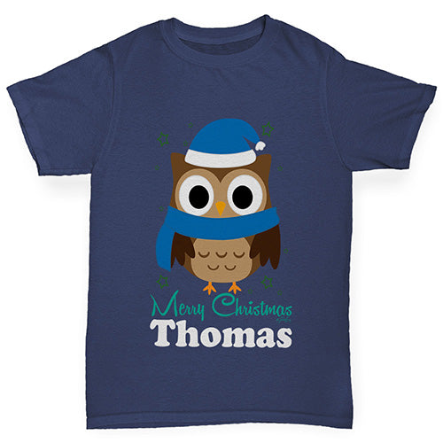 Christmas Owl Personalised Boy's T-Shirt