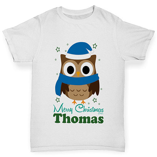 Christmas Owl Personalised Boy's T-Shirt