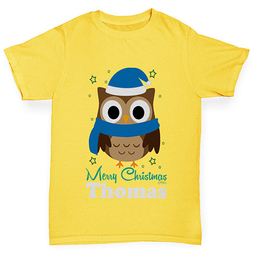 Christmas Owl Personalised Boy's T-Shirt