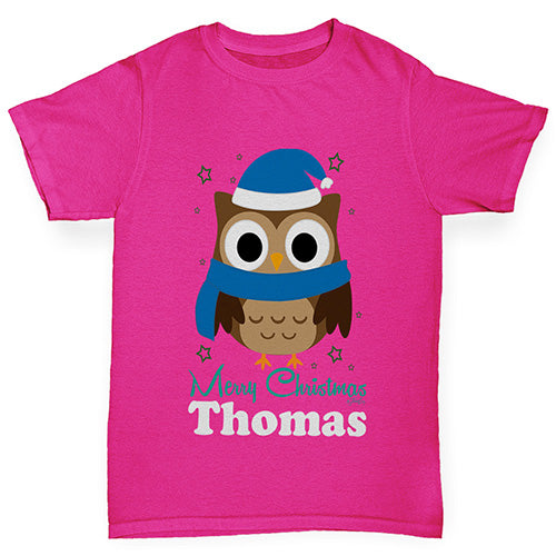 Christmas Owl Personalised Girl's T-Shirt 