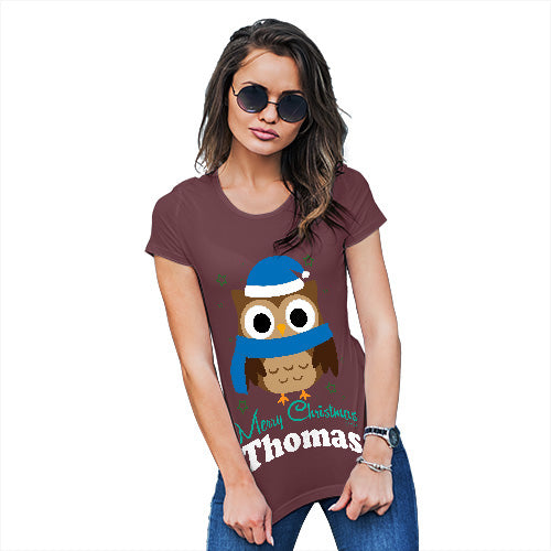 Christmas Owl Personalised Women's T-Shirt 