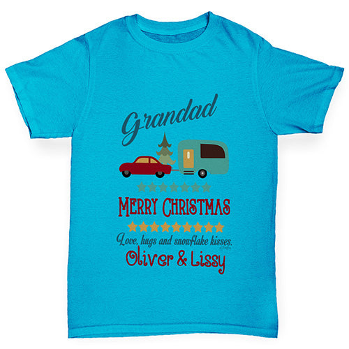 Personalised Merry Christmas Caravan Boy's T-Shirt