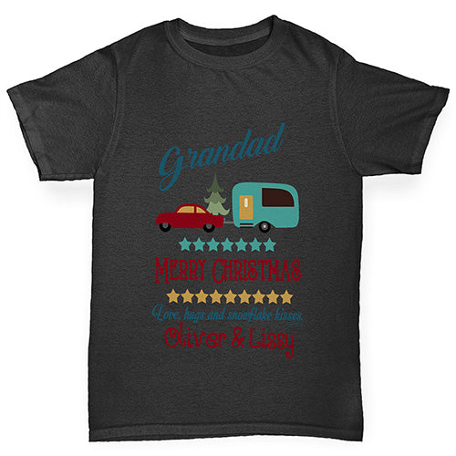 Personalised Merry Christmas Caravan Boy's T-Shirt