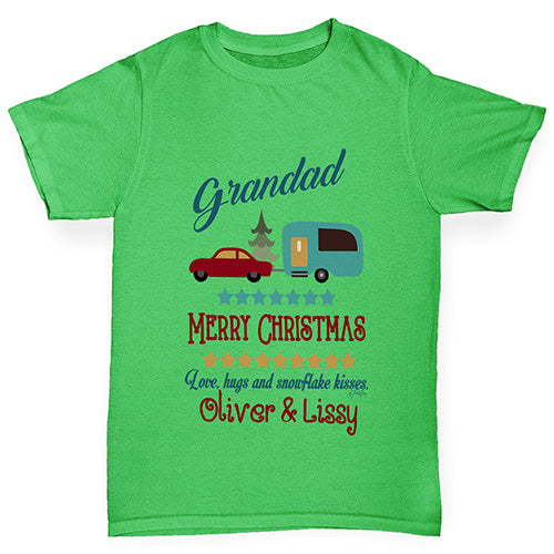 Personalised Merry Christmas Caravan Boy's T-Shirt