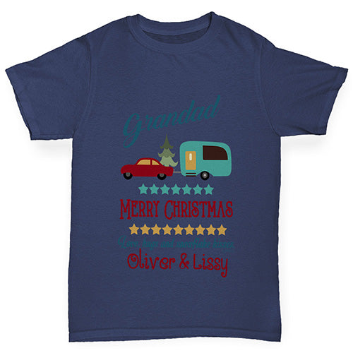 Personalised Merry Christmas Caravan Boy's T-Shirt