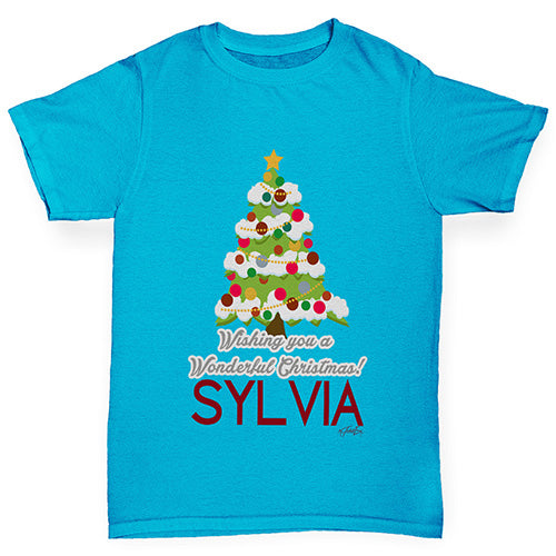 Wonderful Christmas Tree Personalised Boy's T-Shirt