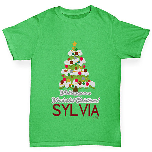 Wonderful Christmas Tree Personalised Boy's T-Shirt