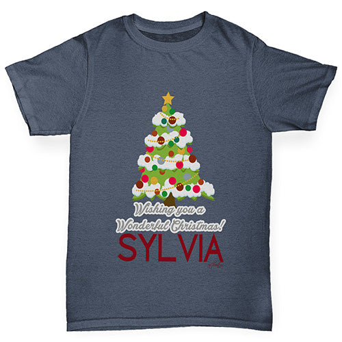 Wonderful Christmas Tree Personalised Boy's T-Shirt