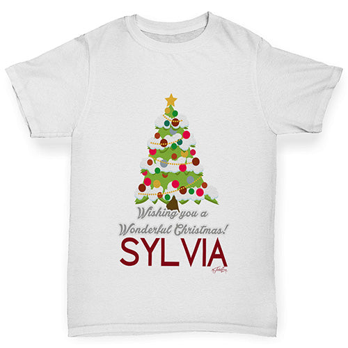 Wonderful Christmas Tree Personalised Boy's T-Shirt