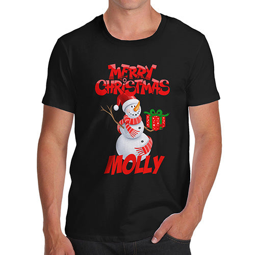 Merry Christmas Snowman Personalised Men's T-Shirt