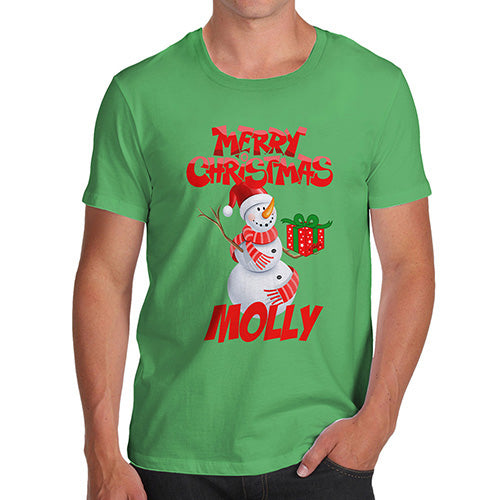 Merry Christmas Snowman Personalised Men's T-Shirt