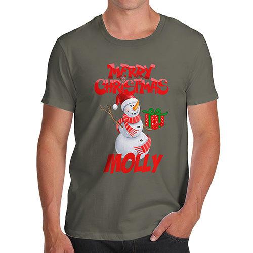 Merry Christmas Snowman Personalised Men's T-Shirt