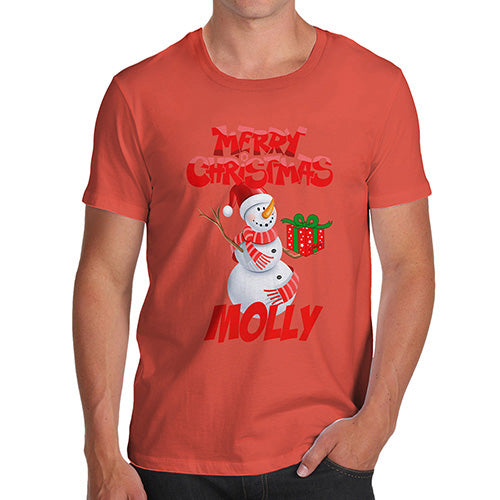 Merry Christmas Snowman Personalised Men's T-Shirt