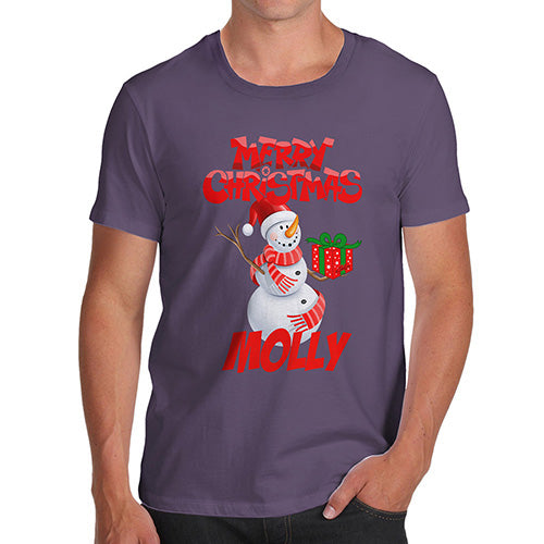 Merry Christmas Snowman Personalised Men's T-Shirt