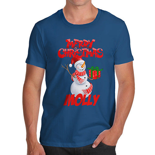 Merry Christmas Snowman Personalised Men's T-Shirt