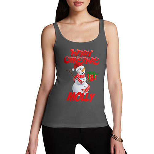 Merry Christmas Snowman Personalised Women's Tank Top