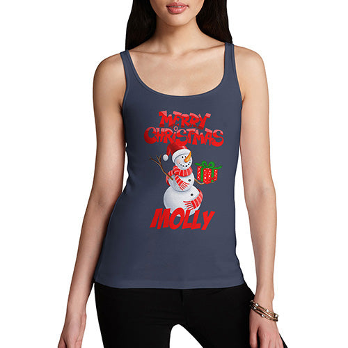 Merry Christmas Snowman Personalised Women's Tank Top